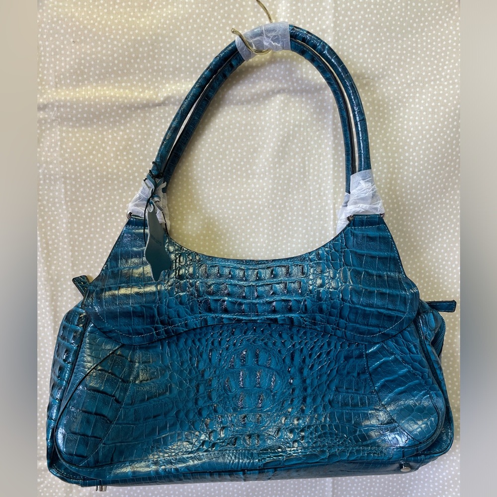 Vintage Leather Charlie Lapson Aqua Purse RARE A14991